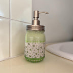 Green Floral Mason Jar Soap Dispenser