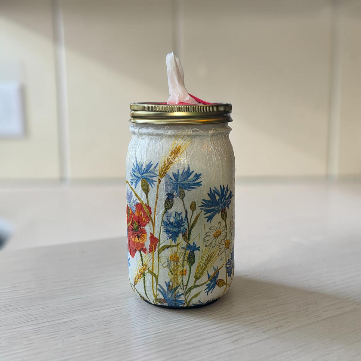 Wildflowers and Daisies Mason Jar Tissue Dispenser
