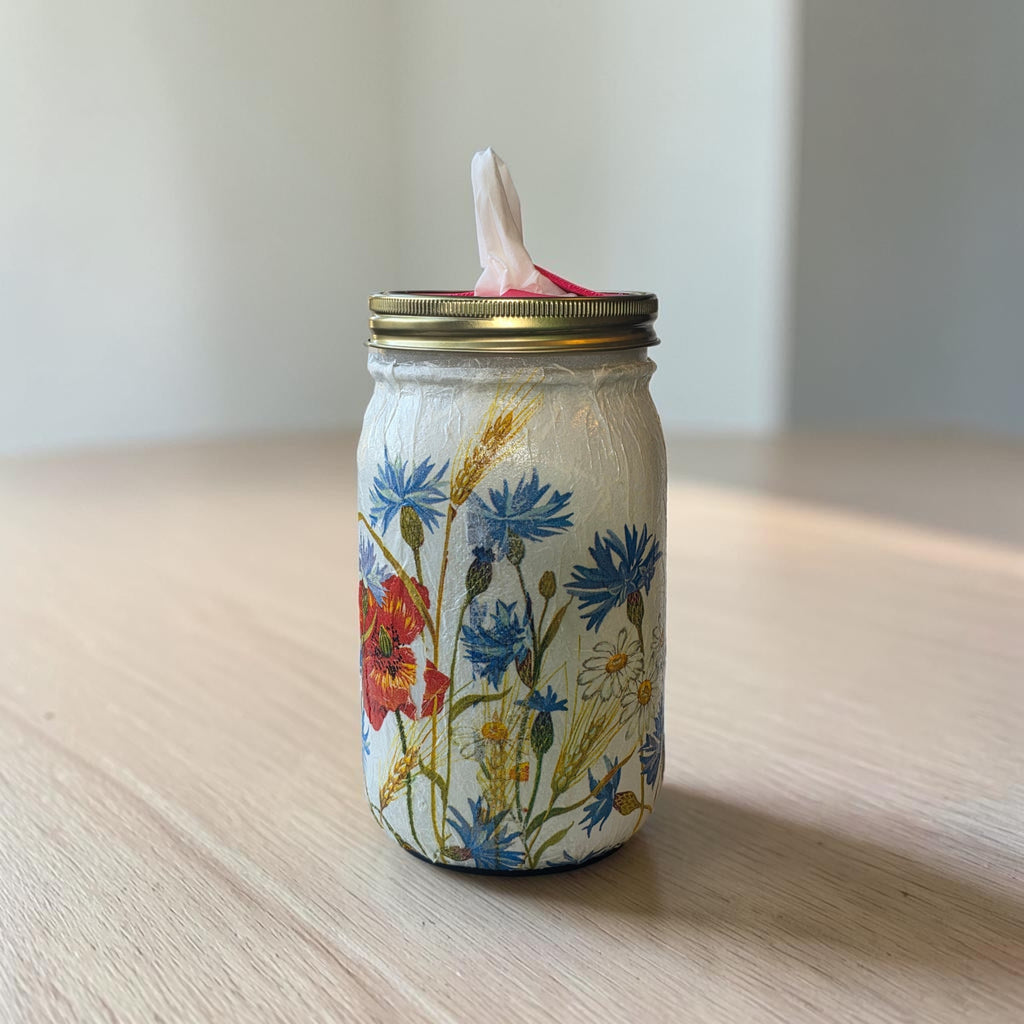 Wildflowers and Daisies Mason Jar Tissue Dispenser