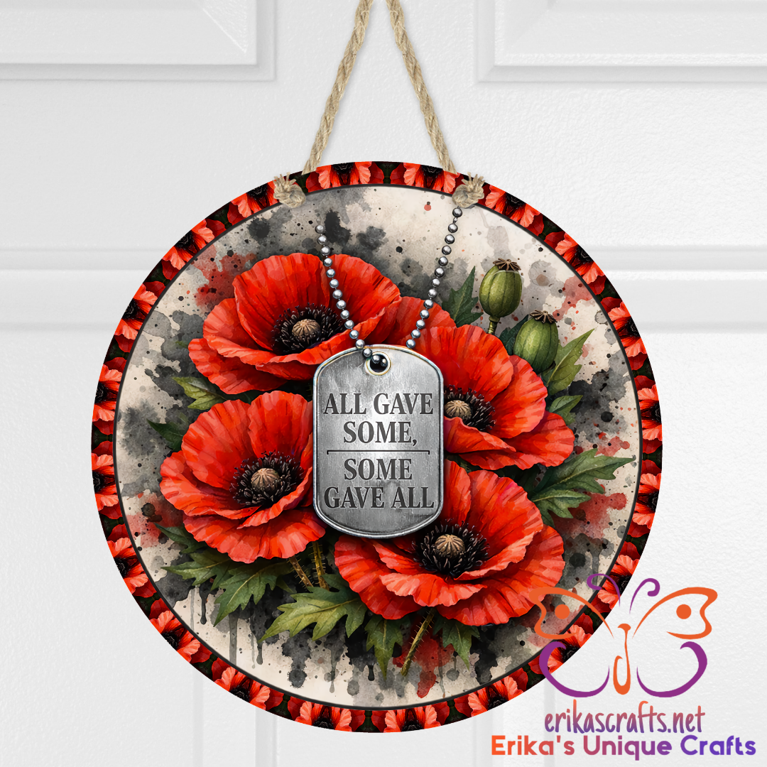 Memorial Day Poppy Door Sign