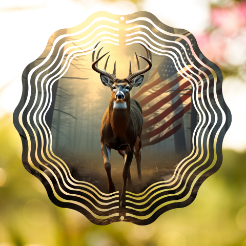 American Buck In Woods Wind Spinner