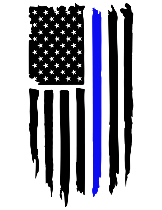 Police Blue Line Distressed Flag Bullet Thermos