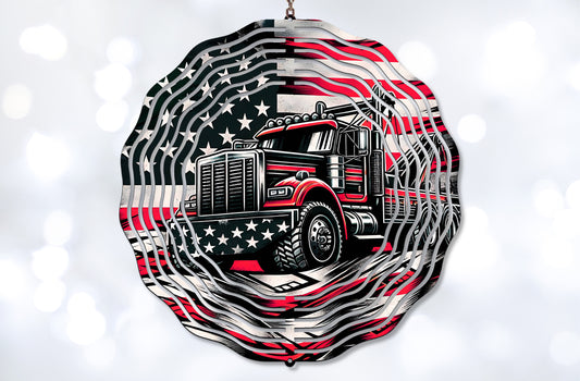 Red Tow Truck Wind Spinner