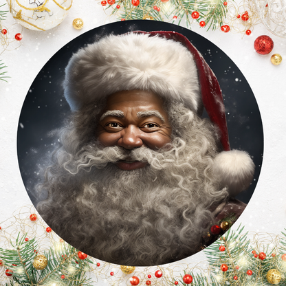 Black Santa Round Hanging Door Sign
