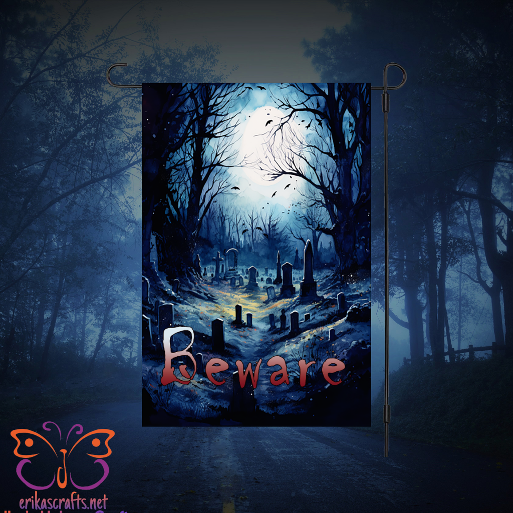 Beware Cemetery Halloween Garden Flag - Garden Flag