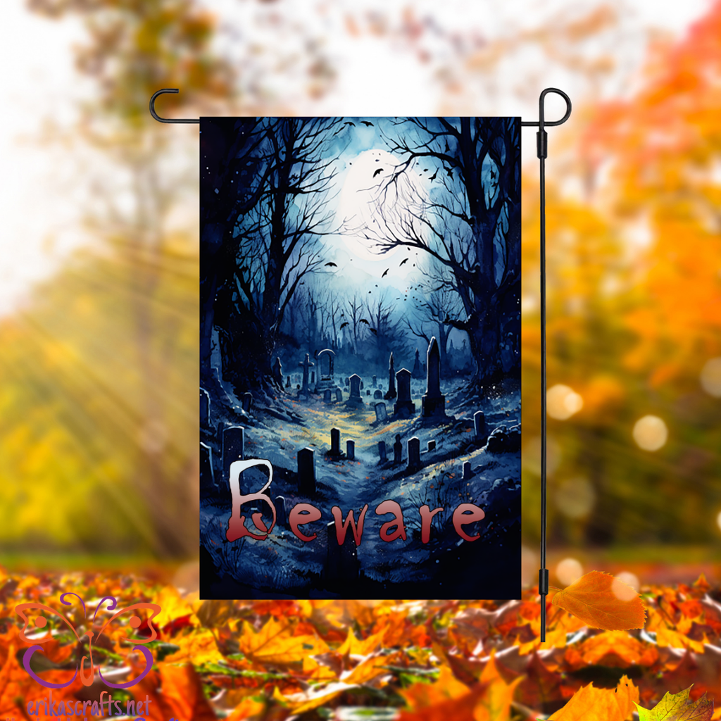 Beware Cemetery Halloween Garden Flag - Garden Flag