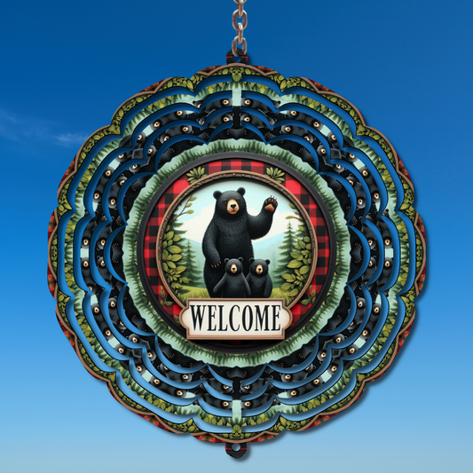 Black Bear and Cubs Wind Spinner