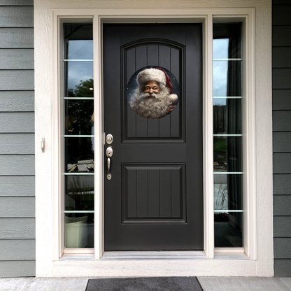 Black Santa Round Hanging Door Sign