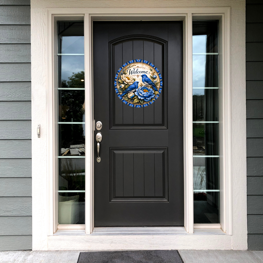 Bluebirds Welcome Door Sign
