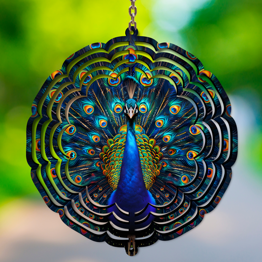 Blue Peacock Wind Spinner
