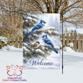 Winter Bluejays Garden Flag