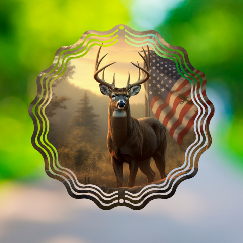 Buck and Flag Wind Spinner