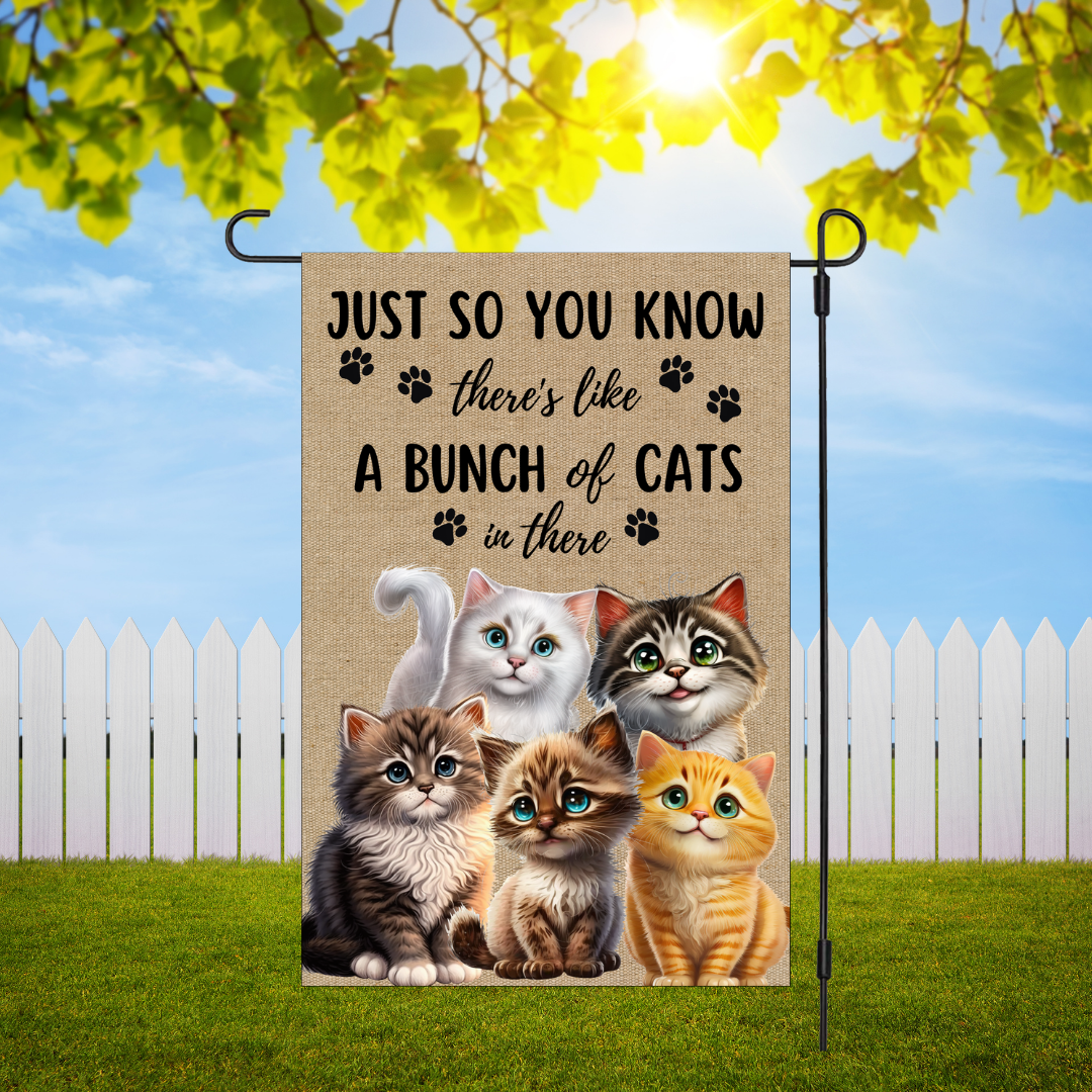 Bunch Of Cats In There Garden Flag