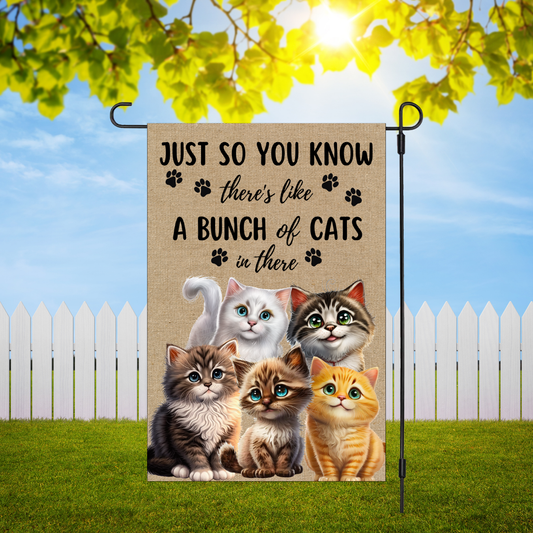 Bunch Of Cats In There Garden Flag