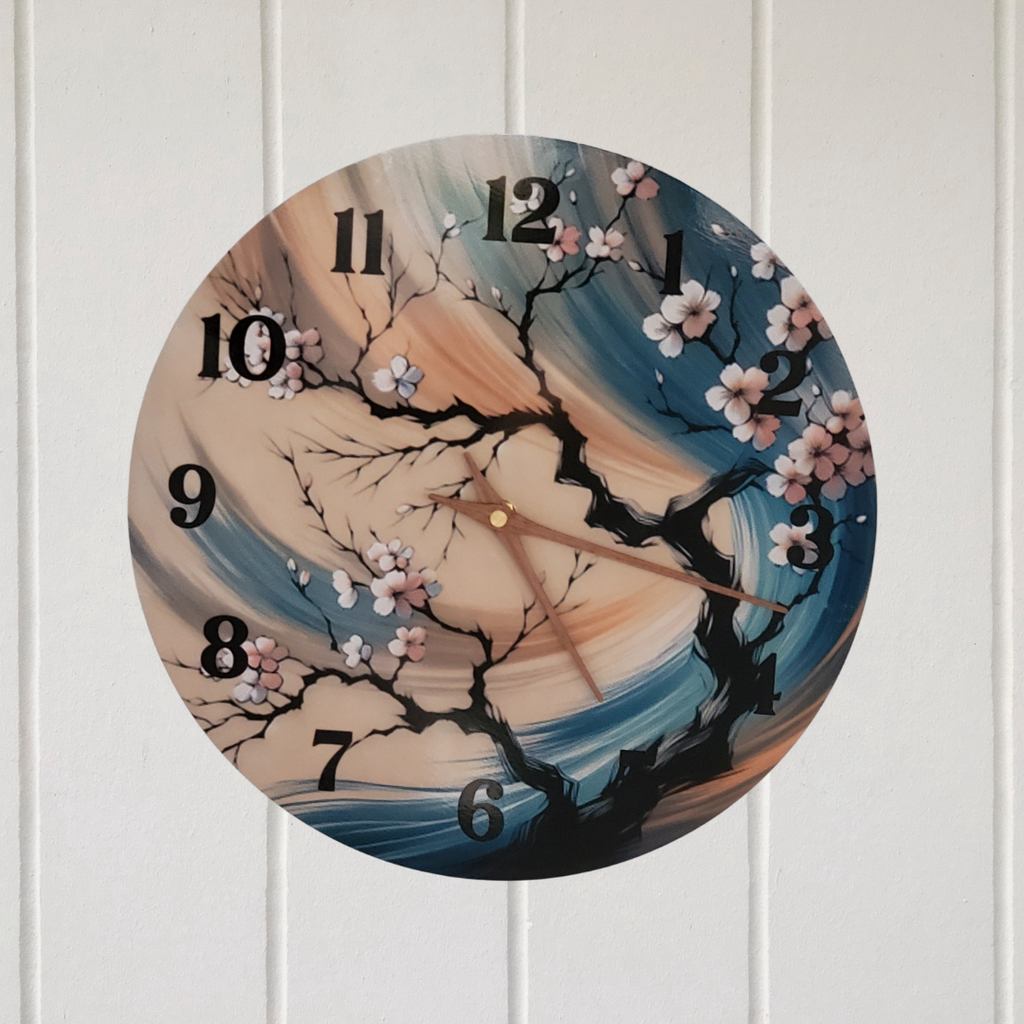 Cherry Blossom Branch Aluminum Wall Clock - Clock