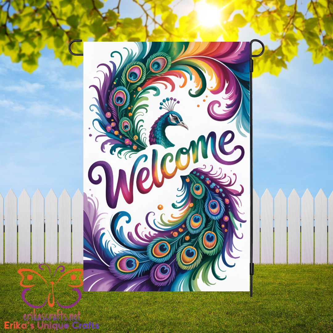 Colorful Peacock Welcome Garden Flag
