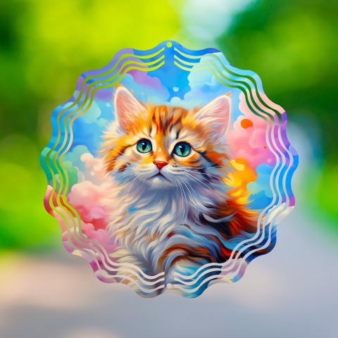 Colorful Watercolor Cat Wind Spinner