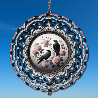 Crow in Roses Wind Spinner