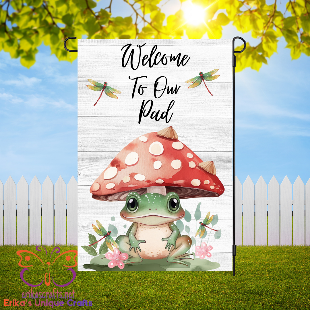 Cute Frog and Mushroom Garden Flag - Garden Flag