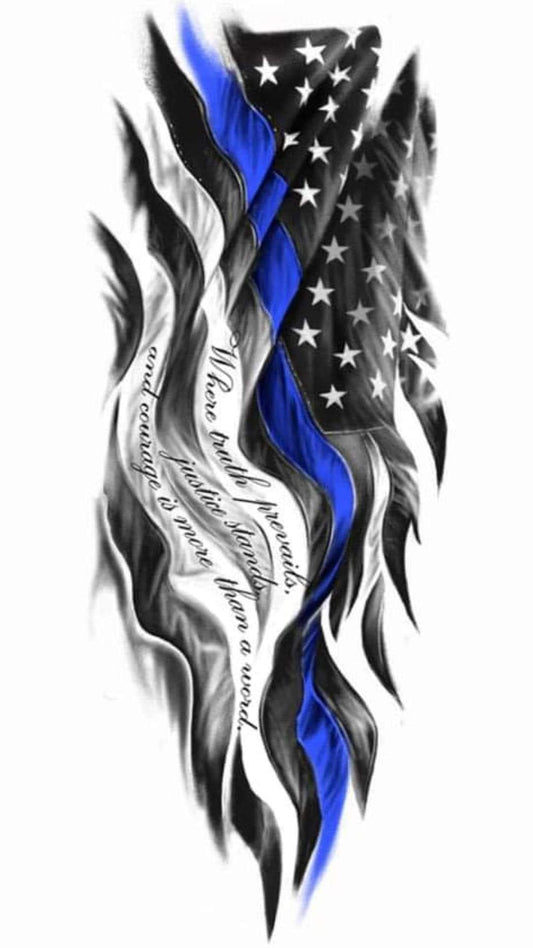 Police Blue Line Flag Bullet Thermos