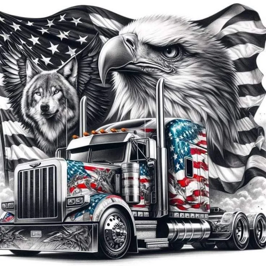 Truck American Flag Eagle Wolf Bullet Thermos Tumbler