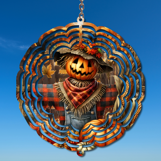 Fall Harvest Scarecrow Wind Spinner