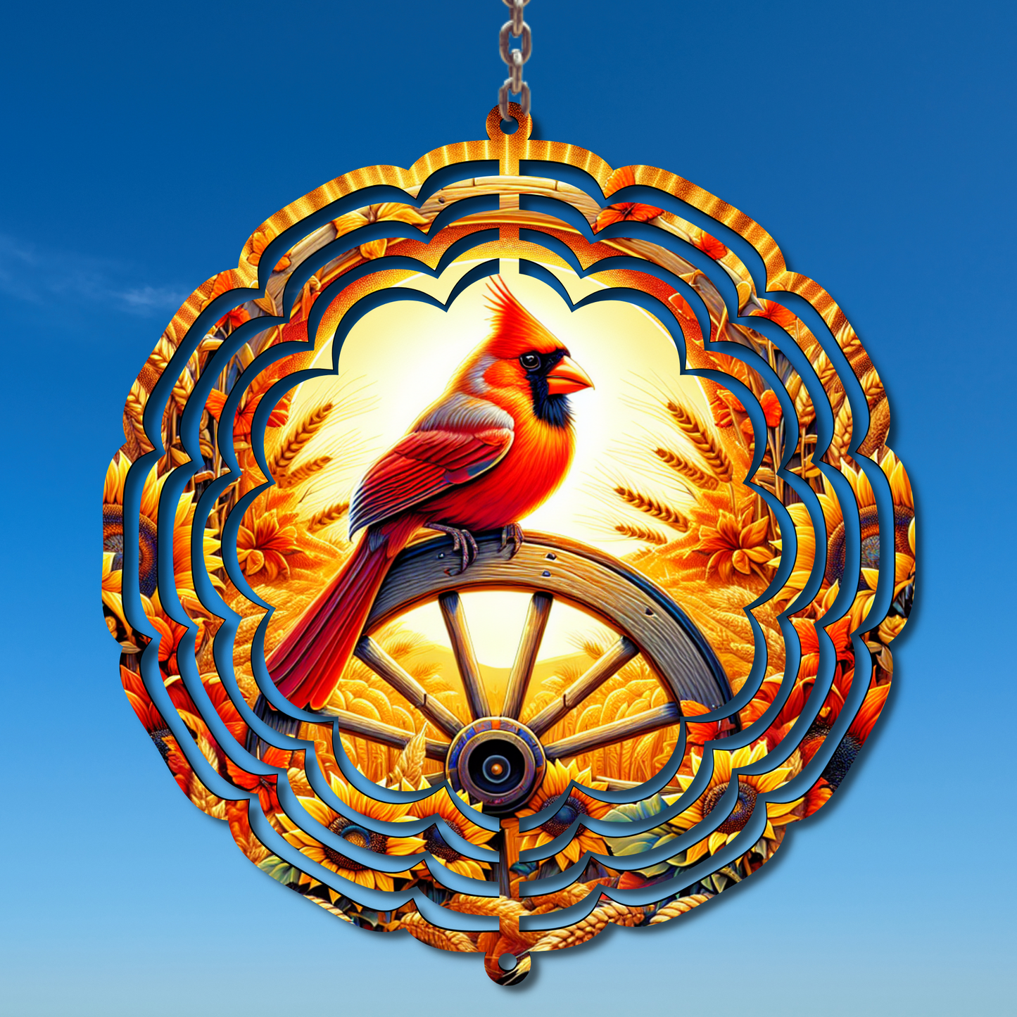 Fall Harvest Cardinal Wind Spinner