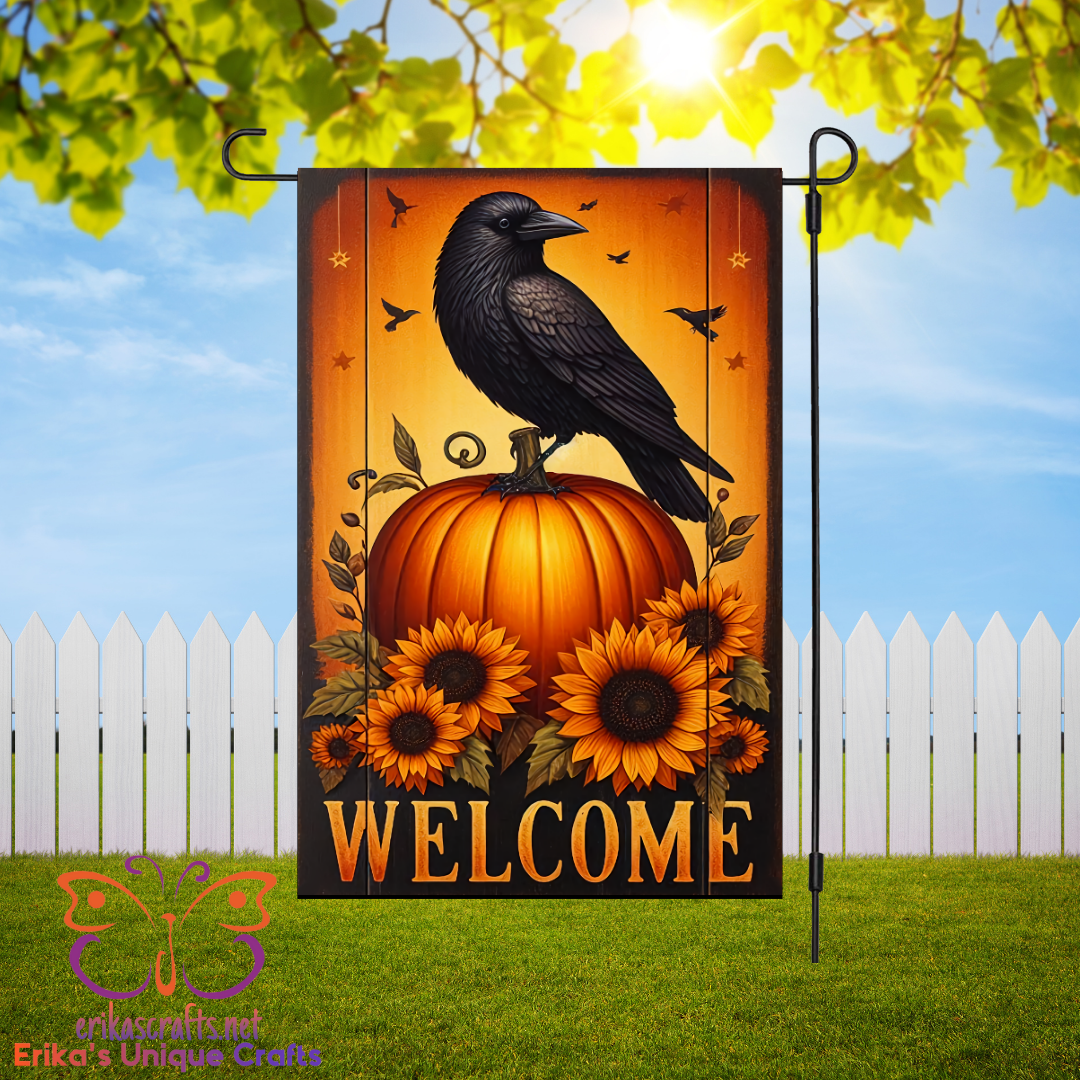 Fall Crow Garden Flag