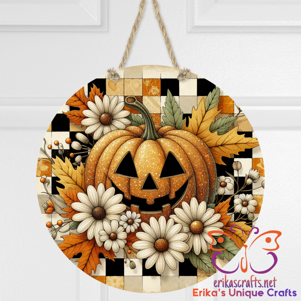 Fall Jack-o'-lantern Metal Door Sign