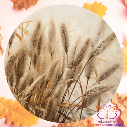Fall Wheat Grasses Round Hanging Door Sign