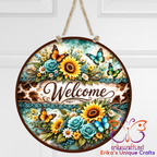 Floral Country Welcome Door Sign