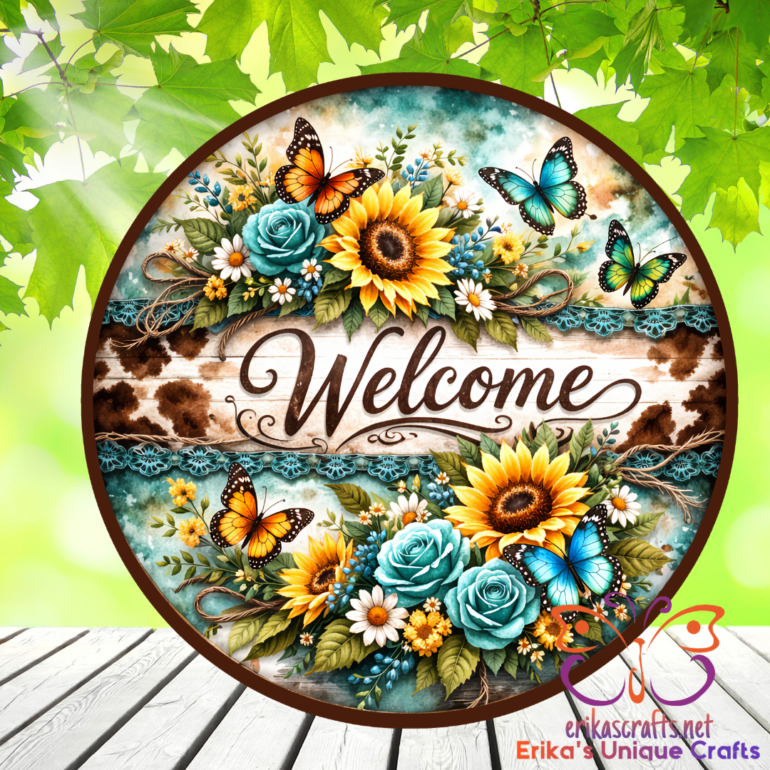 Floral Country Welcome Door Sign