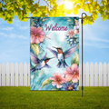 Floral Hummingbirds Welcome Garden Flag