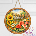 Flower Garden Welcome Door Sign