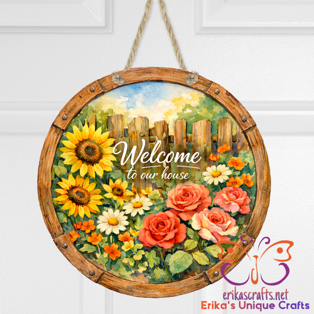 Flower Garden Welcome Door Sign