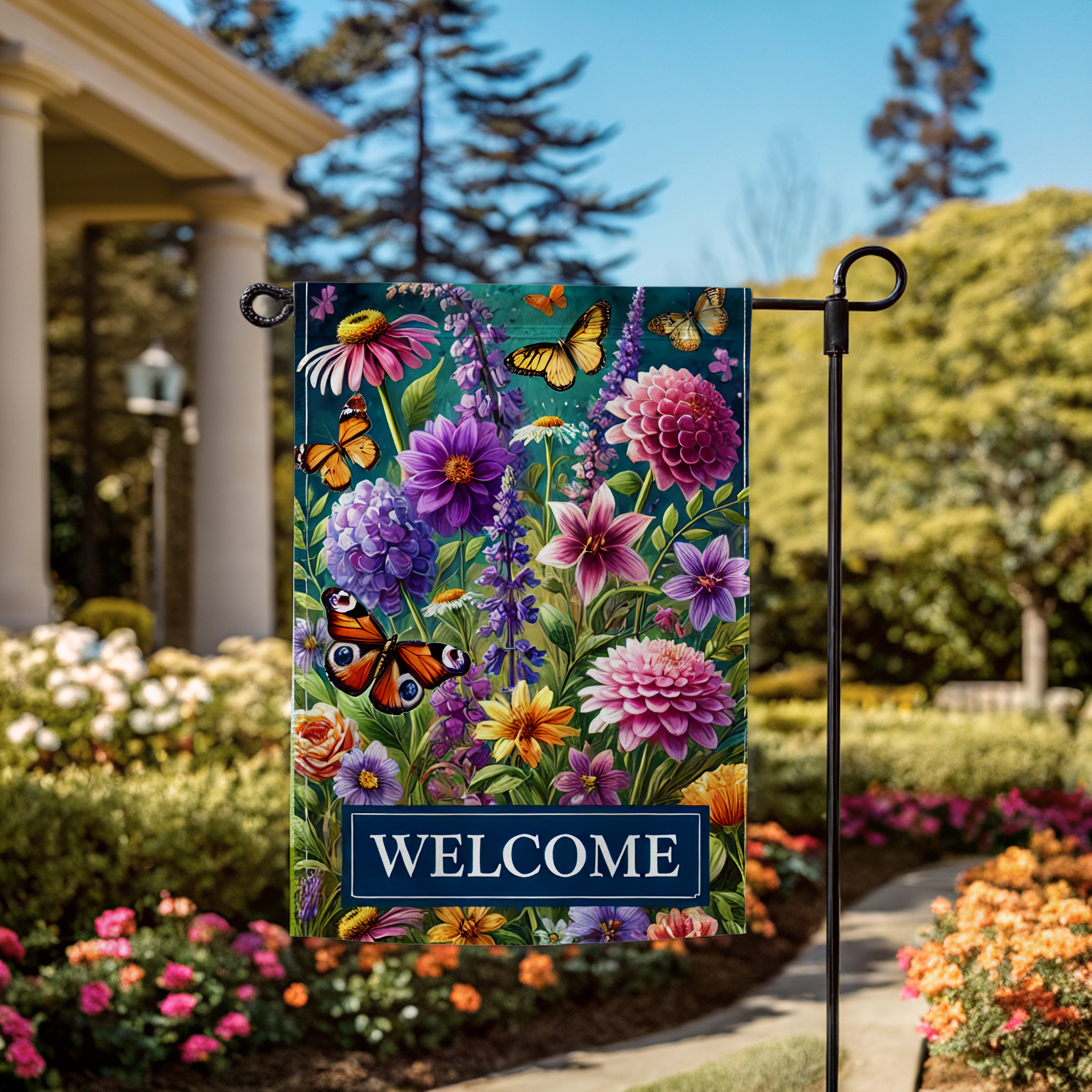 Flowers and Butterflies Garden Flag