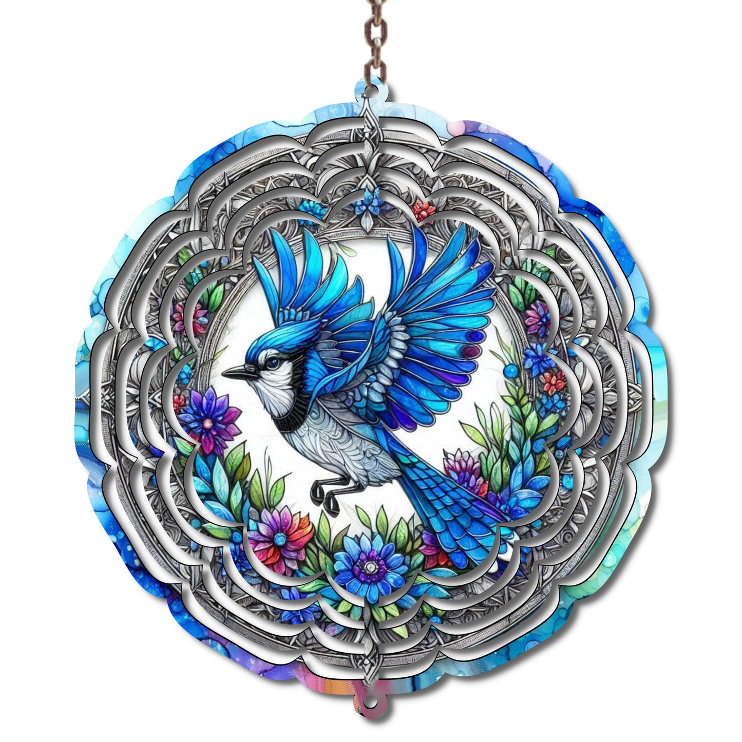 Flying Bluejay Wind Spinner