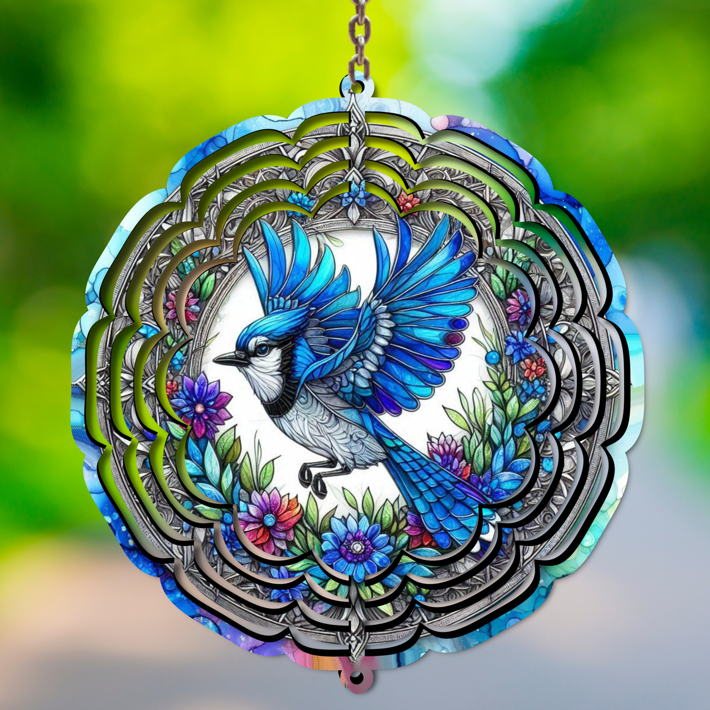 Flying Bluejay Wind Spinner