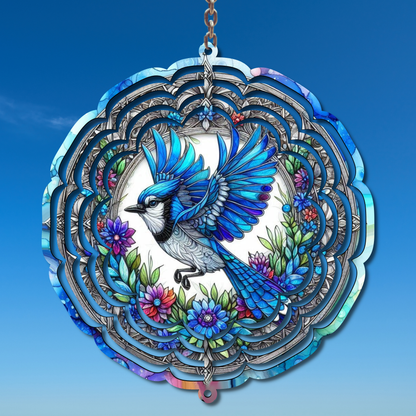 Flying Bluejay Wind Spinner