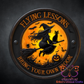 Flying Lessons Halloween Round Metal Door Sign