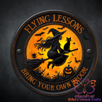 Flying Lessons Halloween Round Metal Door Sign