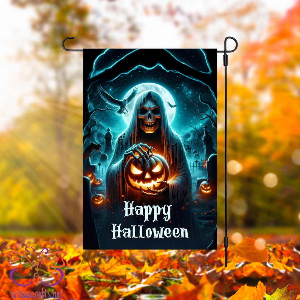 Happy Halloween Reaper Jack Garden Flag