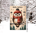 Hello Winter Owl Garden Flag