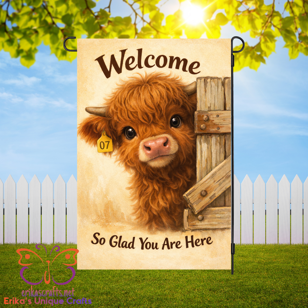 Highland Cow Welcome Garden Flag