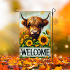 Highland Cow Sunflowers Garden Flag