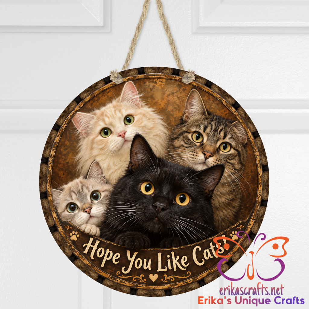 Hope You Like Cats Round Metal Door Sign