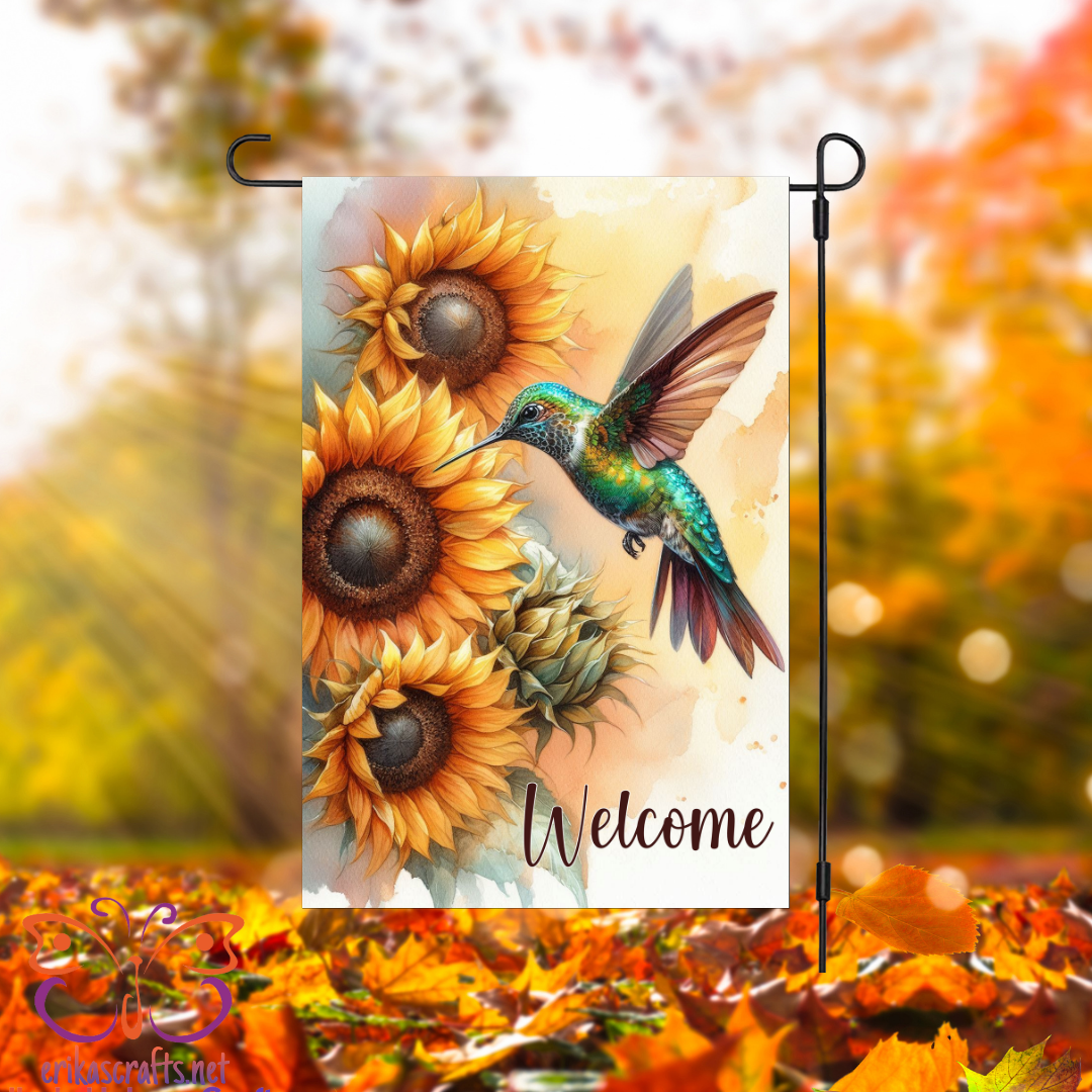 Hummingbird and Sunflowers Garden Flag