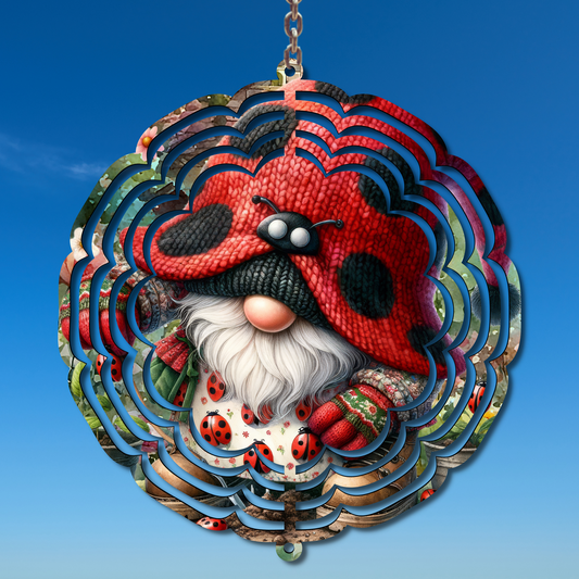 Ladybug Gnome Wind Spinner