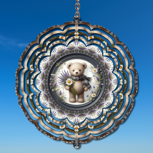 Lavender Teddybear Wind Spinner