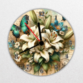 Lillies and Butterflies Aluminum Wall Clock - Clock
